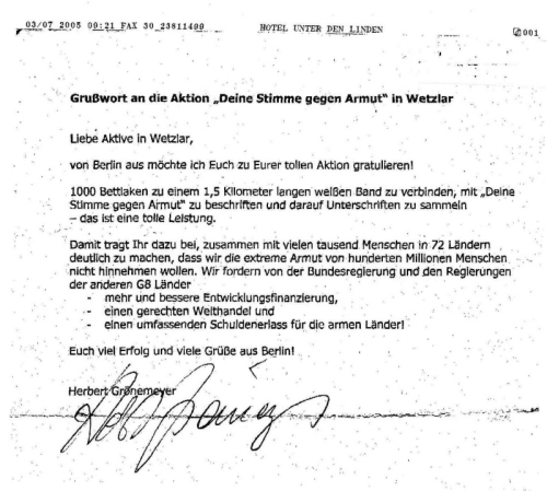 Herbert Grönemeyer gratuliert zur Aktion